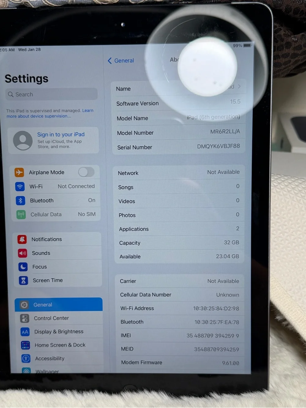 Apple iPad 6 th generation. Charger port defective